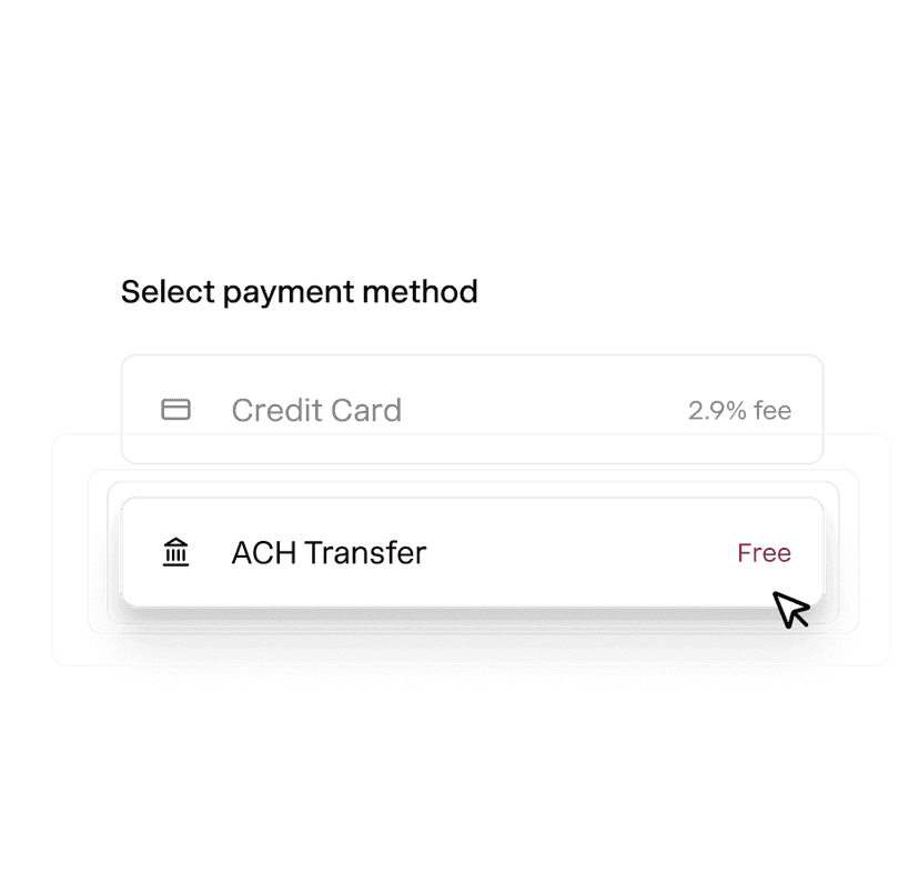 Free ACH transfer with no fee charged
